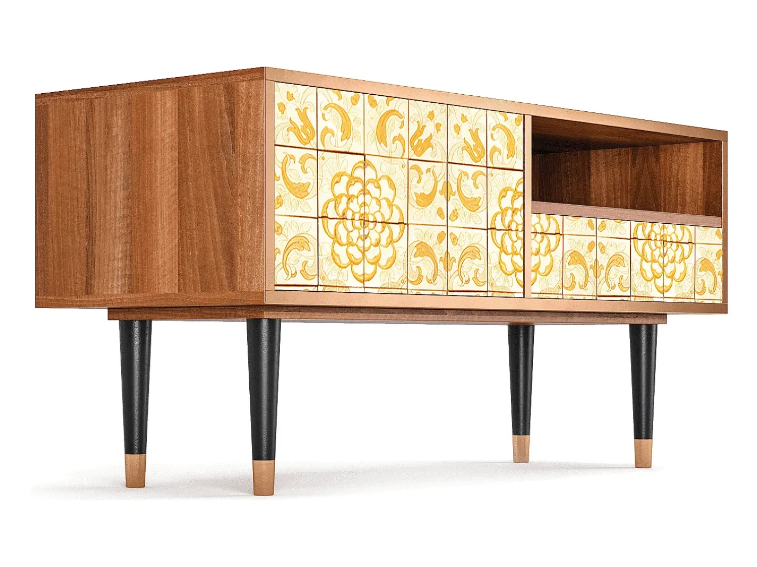 Mueble de TV - 115х59х48 cm - T3 - Sunshiny Tile, Nogueira^ Móvel De Tv
