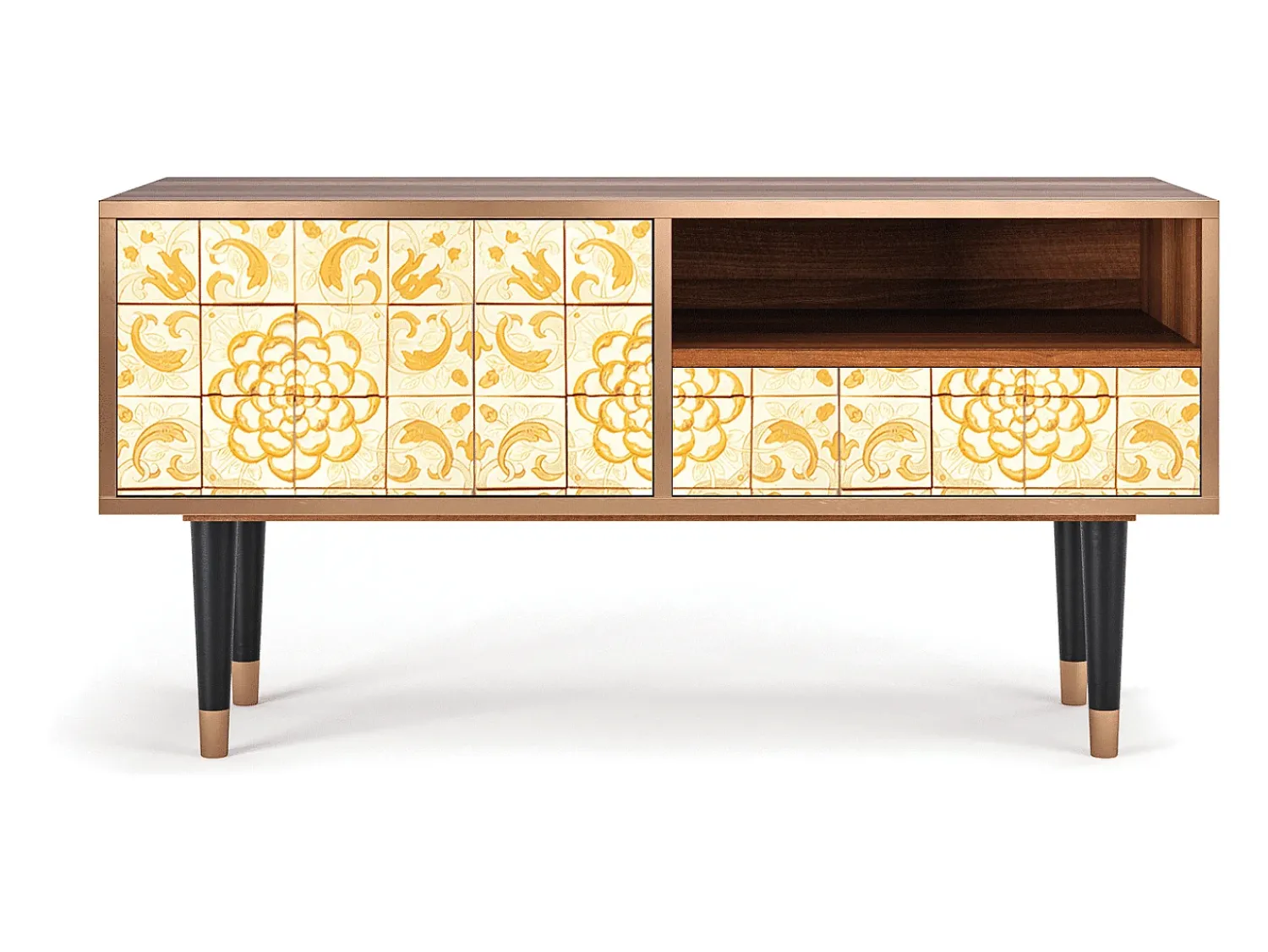 Mueble de TV - 115х59х48 cm - T3 - Sunshiny Tile, Nogueira^ Móvel De Tv
