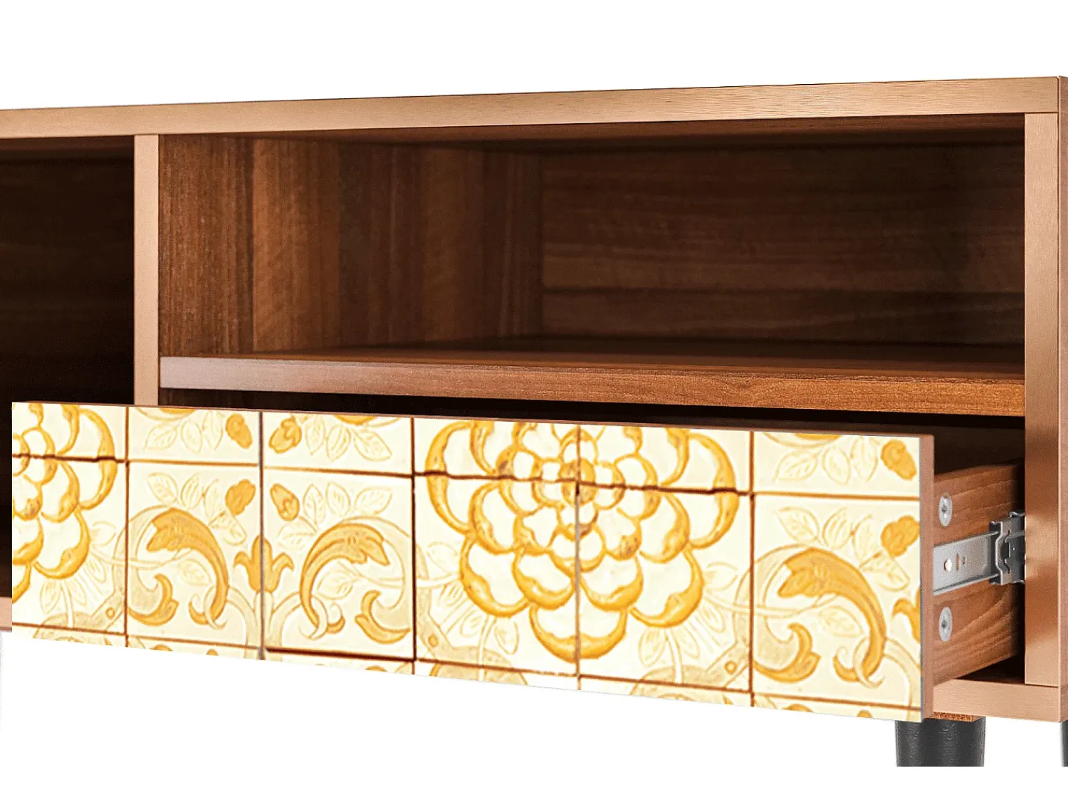 Mueble de TV - 115х59х48 cm - T3 - Sunshiny Tile, Nogueira^ Móvel De Tv