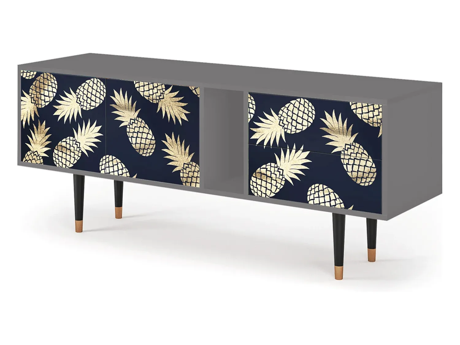 Móvel De Tv| Mueble de TV - 170х69х48 cm - T1 - Sunny Pineaple, Cinza Cinzento