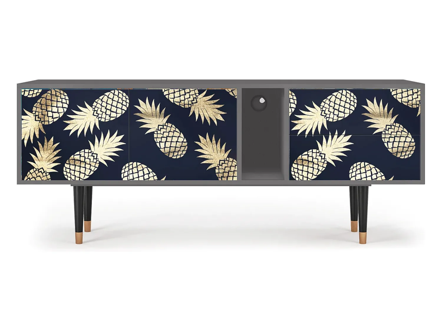 Móvel De Tv| Mueble de TV - 170х69х48 cm - T1 - Sunny Pineaple, Cinza Cinzento