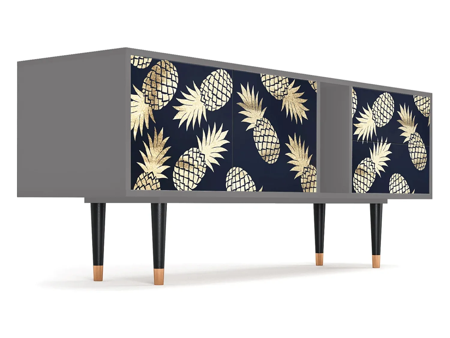Móvel De Tv| Mueble de TV - 170х69х48 cm - T1 - Sunny Pineaple, Cinza Cinzento