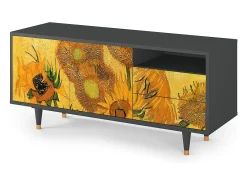 Outlet Mueble de TV - 125х56х41 cm - T7 - Sunflowers, Antracite Cinza antracite