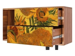 Móvel De Tv* Mueble de TV - 170х69х48 cm - T1 - Sunflowers, Nogueira Castanho