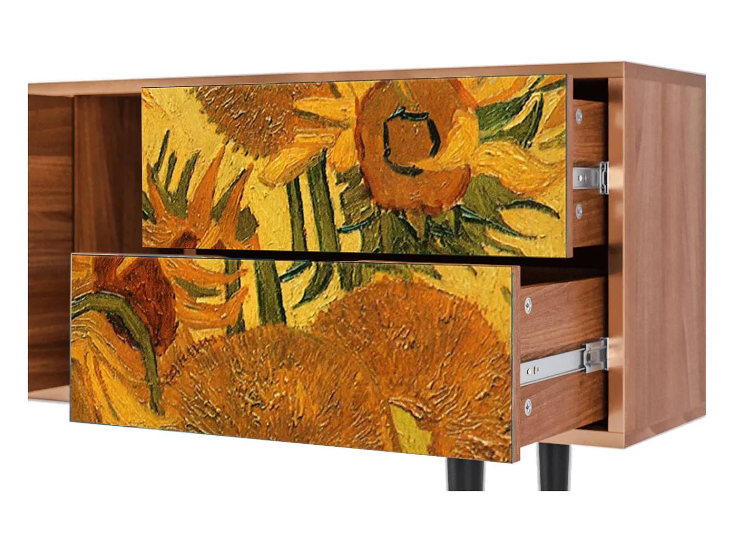 Móvel De Tv* Mueble de TV - 170х69х48 cm - T1 - Sunflowers, Nogueira Castanho