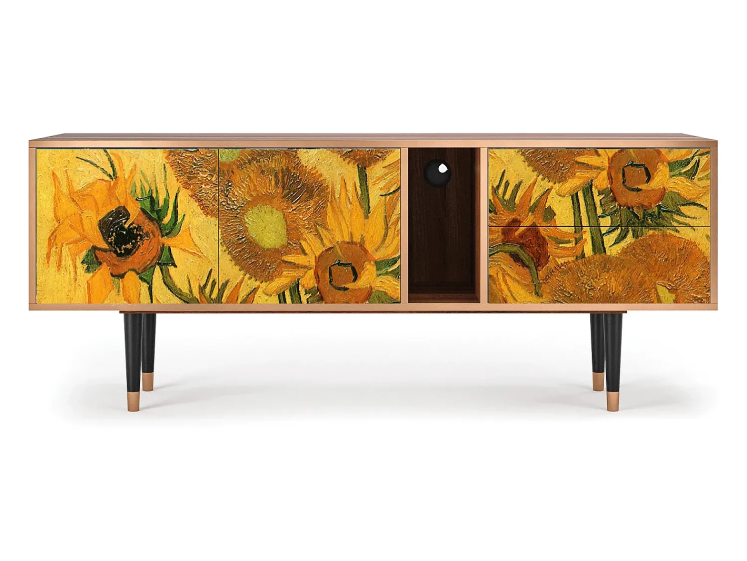 Móvel De Tv* Mueble de TV - 170х69х48 cm - T1 - Sunflowers, Nogueira Castanho