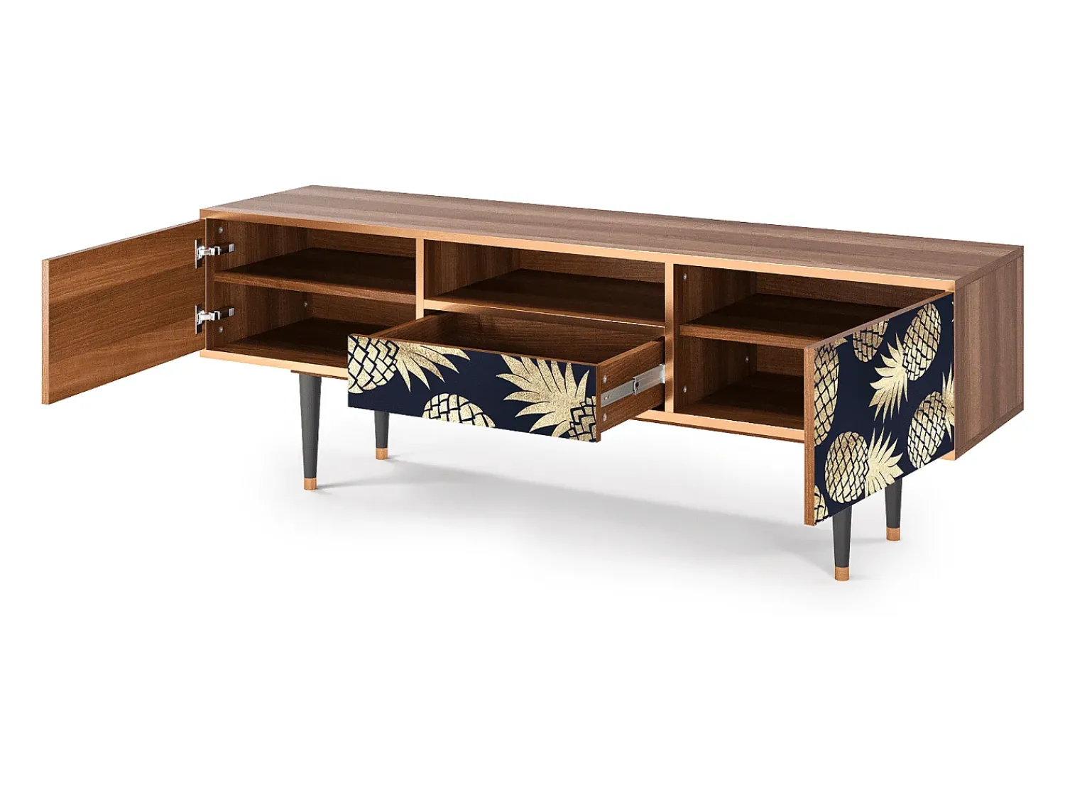 Móvel De Tv| Mueble de TV - 170х59х41 cm - T6 - Sunny Pineaple, Nogueira Castanho
