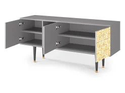 Móvel De Tv* Mueble de TV - 150х69х41 cm - T5 - Sunshiny Tile, Cinza Cinzento