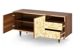 Móvel De Tv| Mueble de TV - 125х56х41 cm - T7 - Sunshiny Tile, Nogueira Castanho
