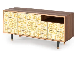 Móvel De Tv| Mueble de TV - 125х56х41 cm - T7 - Sunshiny Tile, Nogueira Castanho
