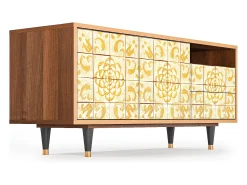 Móvel De Tv| Mueble de TV - 125х56х41 cm - T7 - Sunshiny Tile, Nogueira Castanho
