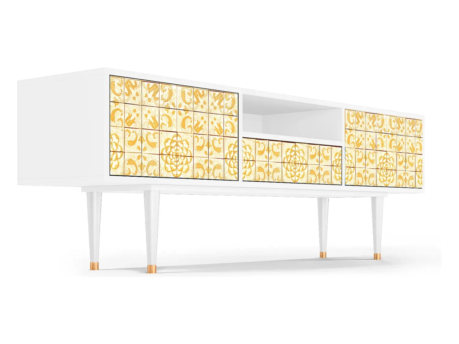 Móvel De Tv| Mueble de TV - 170х59х41 cm - T6 - Sunshiny Tile, Branco Bege