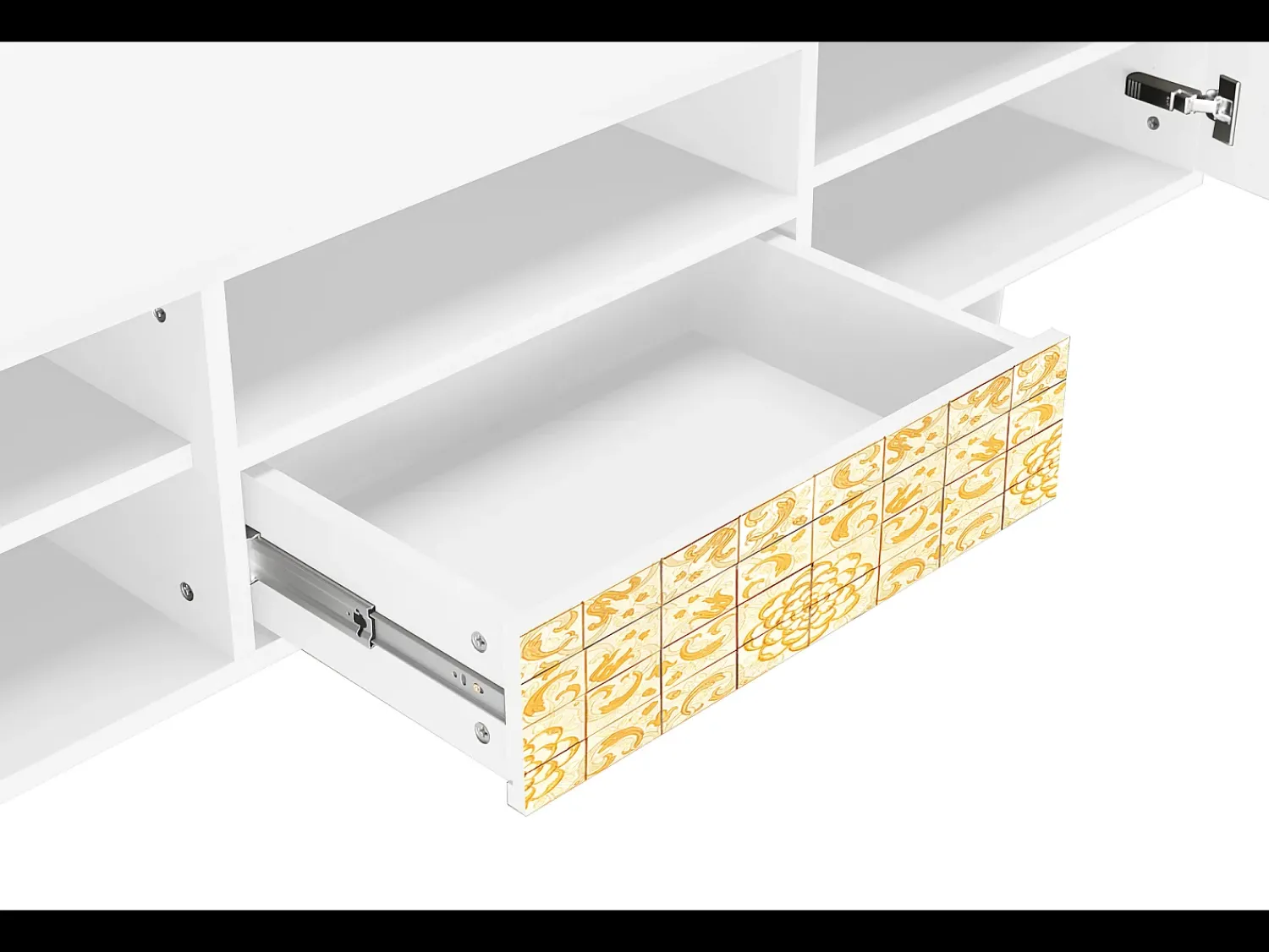Móvel De Tv| Mueble de TV - 170х59х41 cm - T6 - Sunshiny Tile, Branco Bege