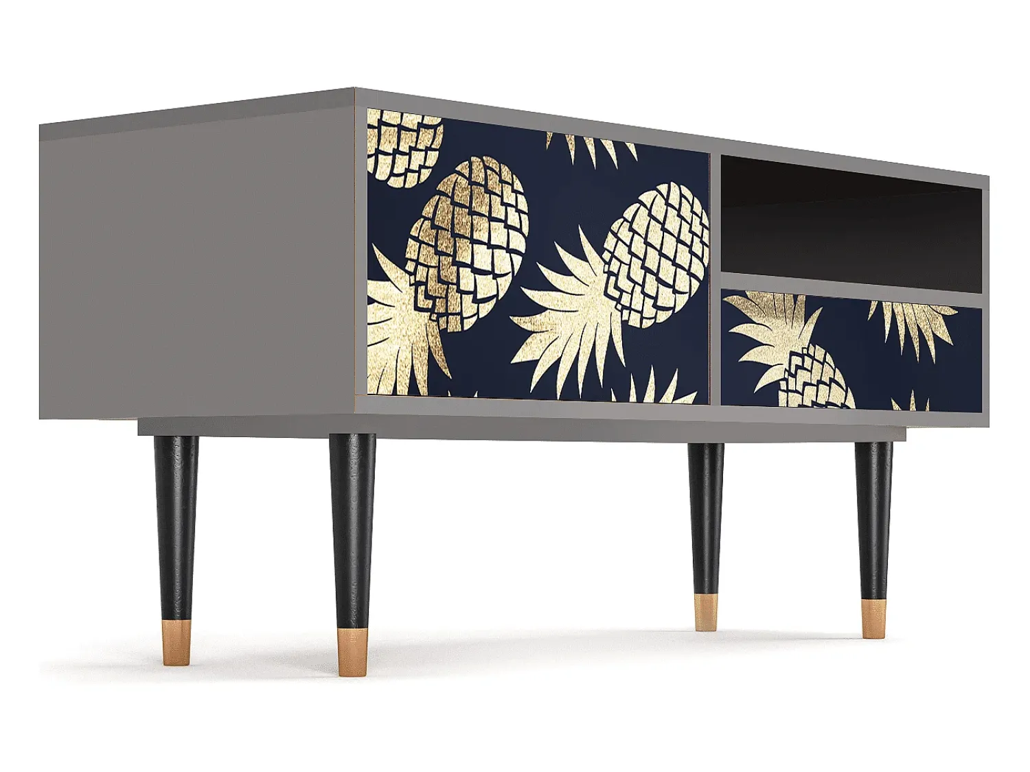 Clearance Mueble de TV - 115х59х48 cm - T3 - Sunny Pineaple, Cinza Cinzento