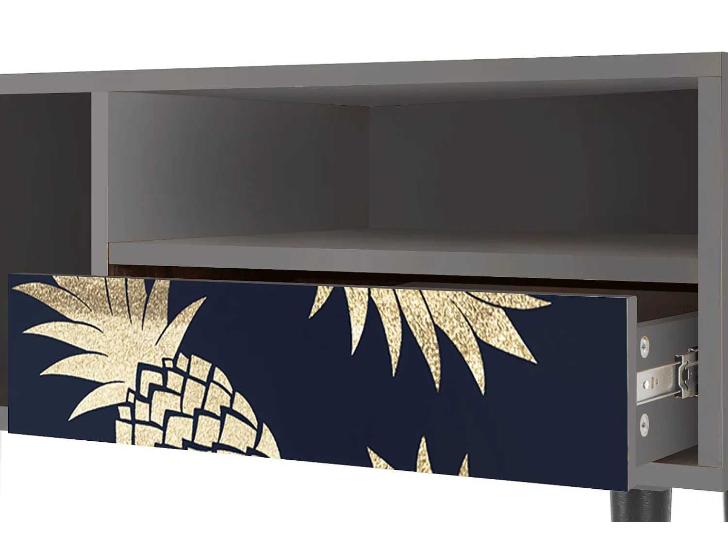 Clearance Mueble de TV - 115х59х48 cm - T3 - Sunny Pineaple, Cinza Cinzento