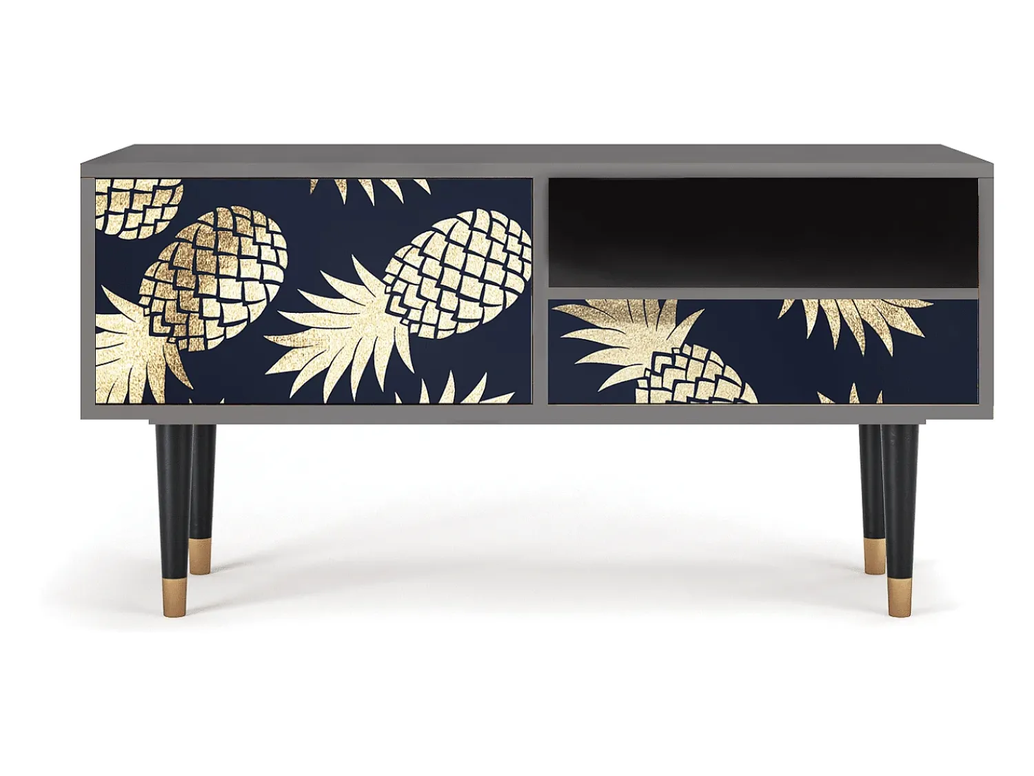 Clearance Mueble de TV - 115х59х48 cm - T3 - Sunny Pineaple, Cinza Cinzento