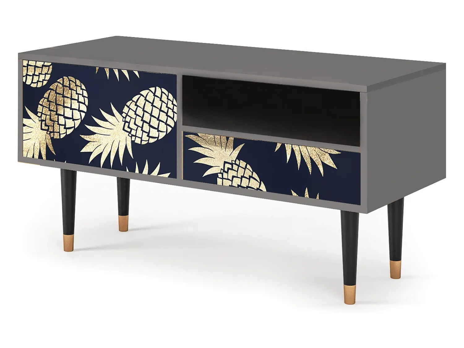 Clearance Mueble de TV - 115х59х48 cm - T3 - Sunny Pineaple, Cinza Cinzento