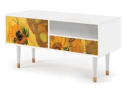 Mueble de TV - 115х59х48 cm - T3 - Sunflowers, Branco^ Móvel De Tv