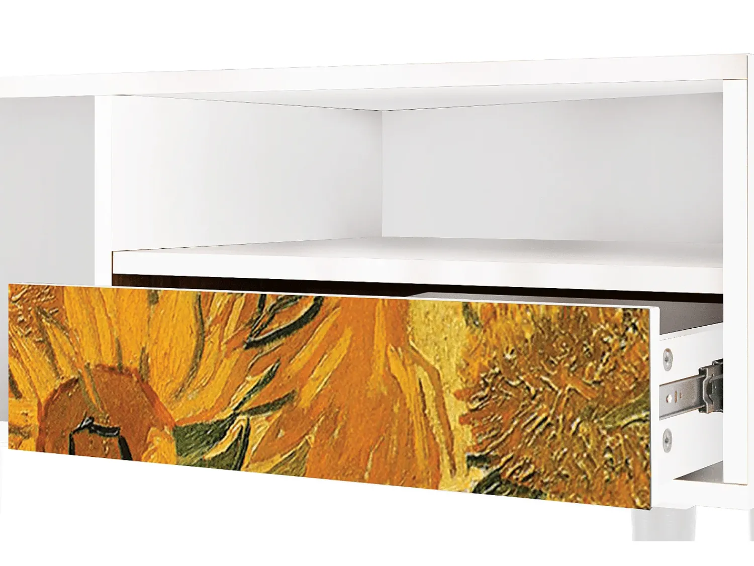 Mueble de TV - 115х59х48 cm - T3 - Sunflowers, Branco^ Móvel De Tv
