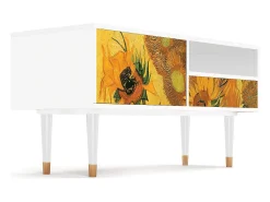 Mueble de TV - 115х59х48 cm - T3 - Sunflowers, Branco^ Móvel De Tv