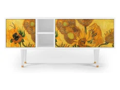 Móvel De Tv| Mueble de TV - 150х69х41 cm - T5 - Sunflowers, Branco Bege