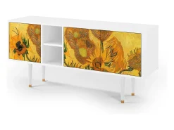 Móvel De Tv| Mueble de TV - 150х69х41 cm - T5 - Sunflowers, Branco Bege