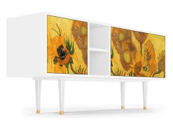 Móvel De Tv| Mueble de TV - 150х69х41 cm - T5 - Sunflowers, Branco Bege