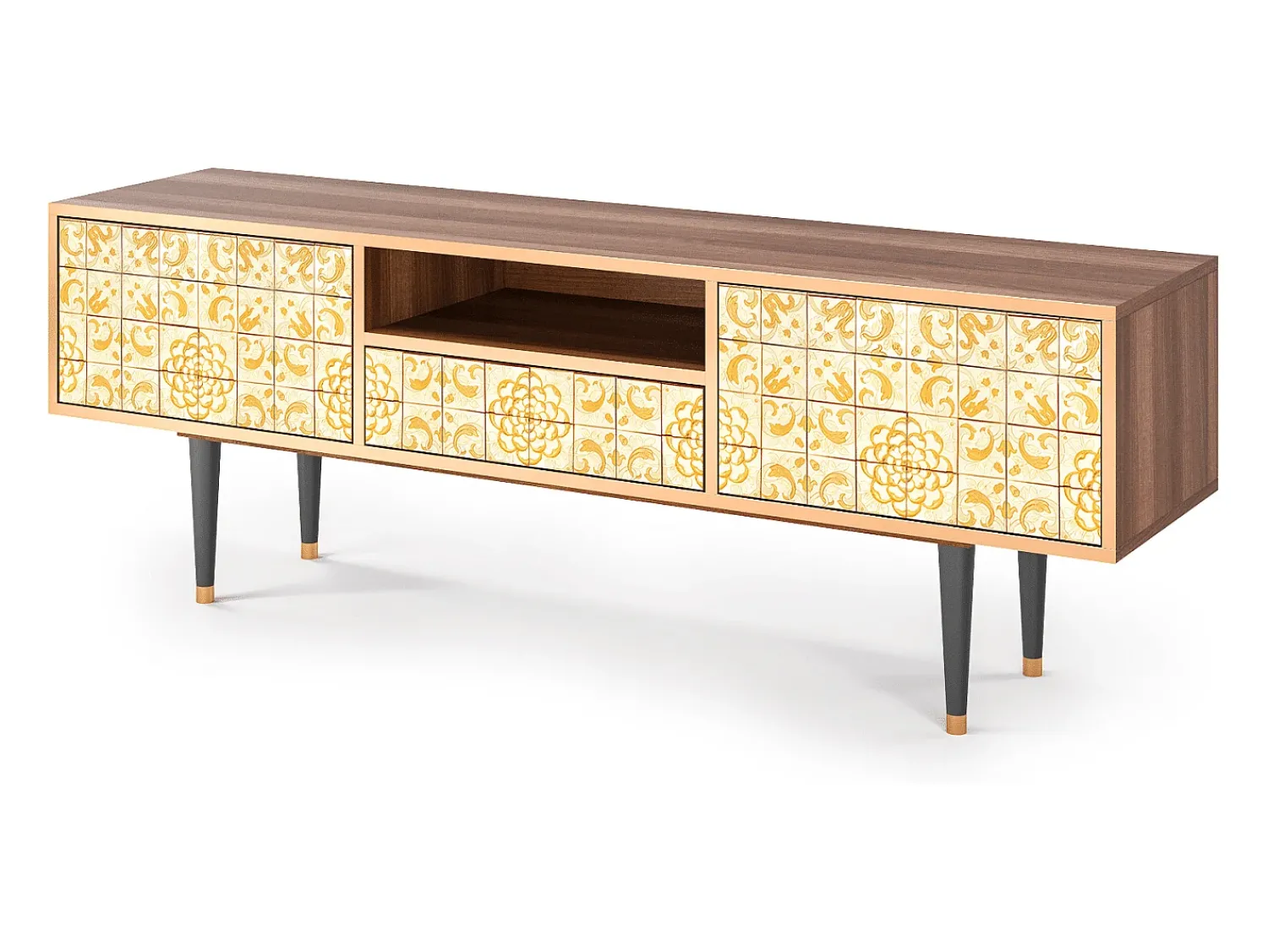 Móvel De Tv| Mueble de TV - 170х59х41 cm - T6 - Sunshiny Tile, Nogueira Castanho