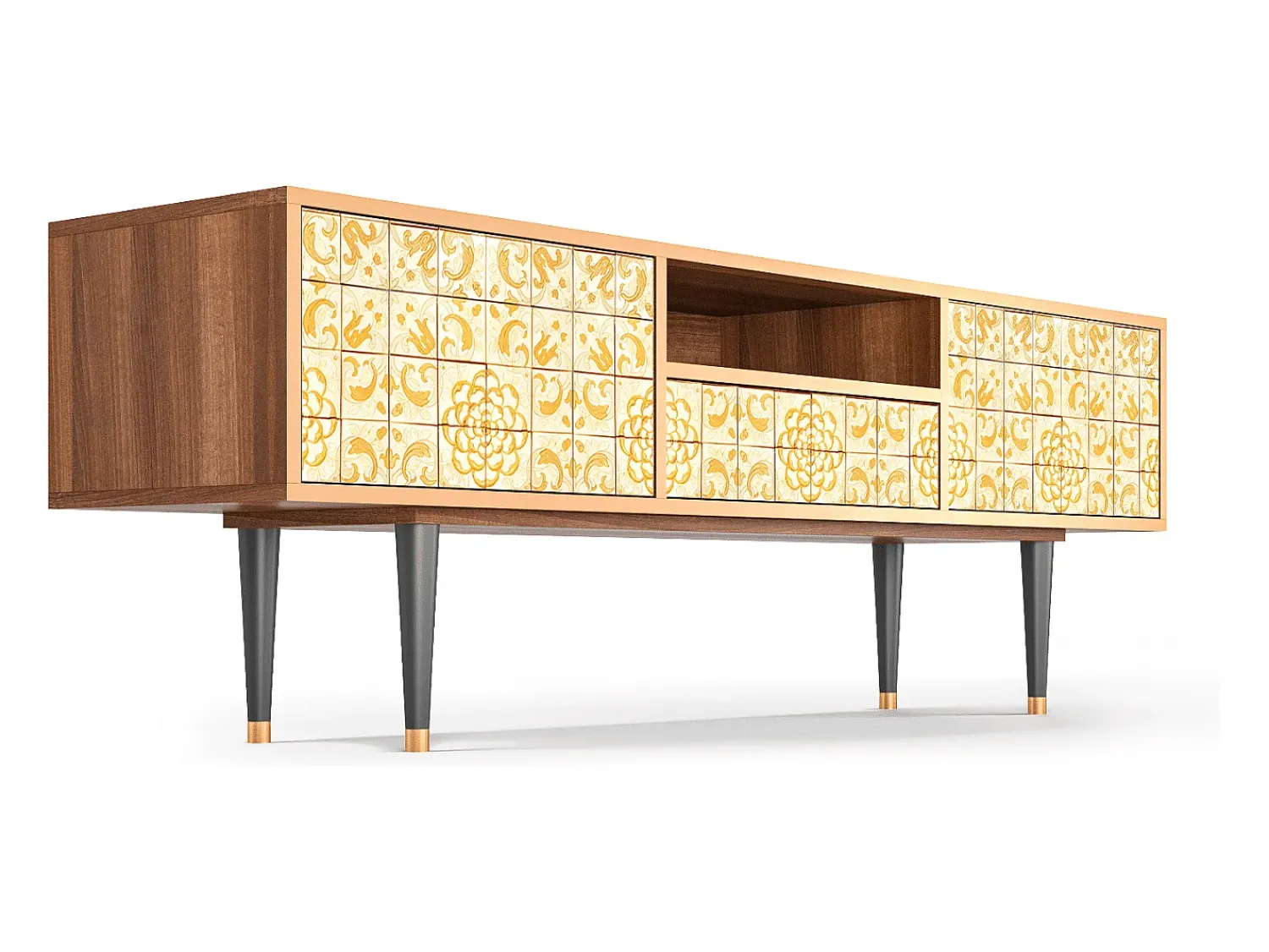 Móvel De Tv| Mueble de TV - 170х59х41 cm - T6 - Sunshiny Tile, Nogueira Castanho