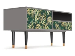 Móvel De Tv* Mueble de TV - 115х59х48 cm - T3 - Sunny Palm Tree, Cinza Cinzento