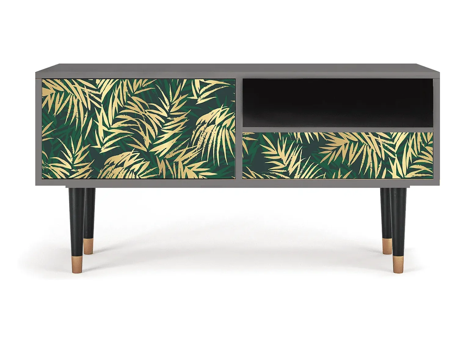 Móvel De Tv* Mueble de TV - 115х59х48 cm - T3 - Sunny Palm Tree, Cinza Cinzento