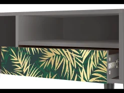 Móvel De Tv* Mueble de TV - 115х59х48 cm - T3 - Sunny Palm Tree, Cinza Cinzento