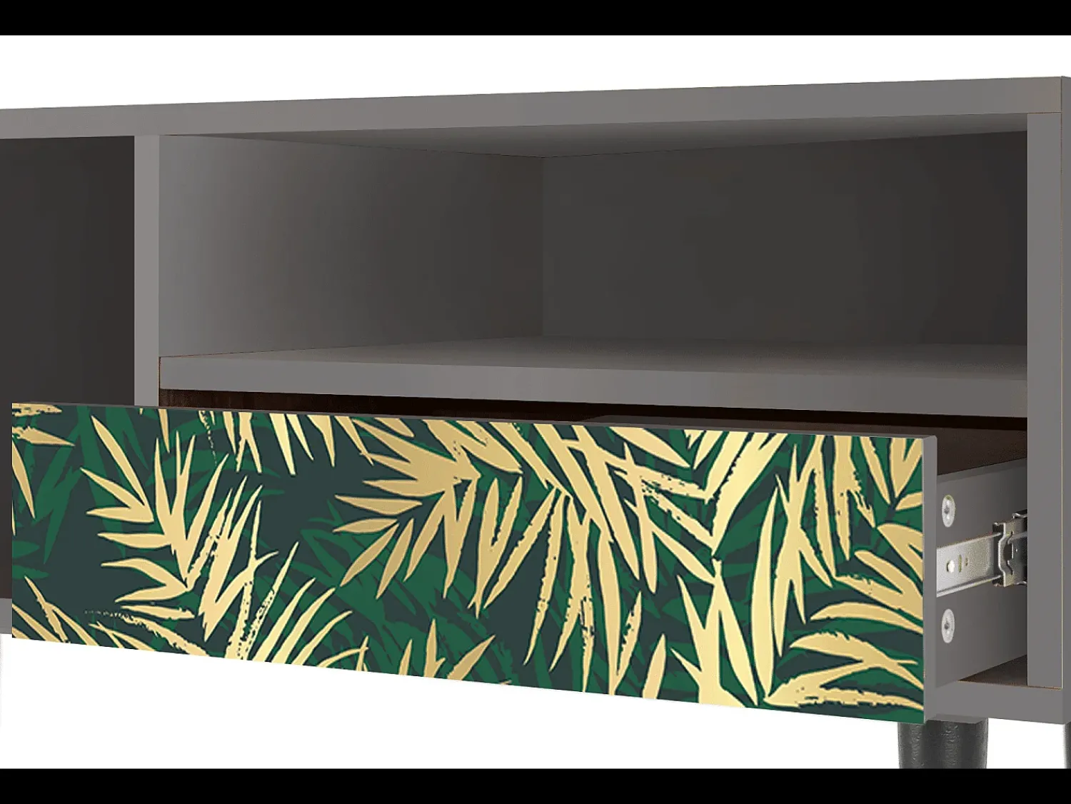 Móvel De Tv* Mueble de TV - 115х59х48 cm - T3 - Sunny Palm Tree, Cinza Cinzento