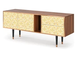 Móvel De Tv| Mueble de TV - 170х69х48 cm - T1 - Sunshiny Tile, Nogueira Castanho