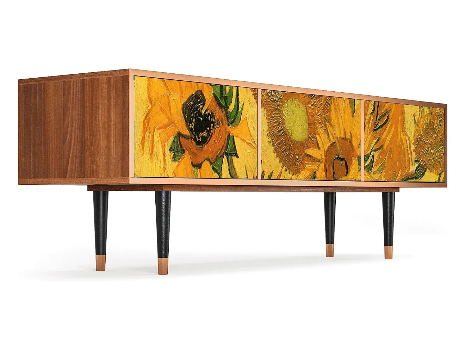 Móvel De Tv* Mueble de TV - 170х59х48 cm - T4 - Sunflowers, Nogueira Castanho