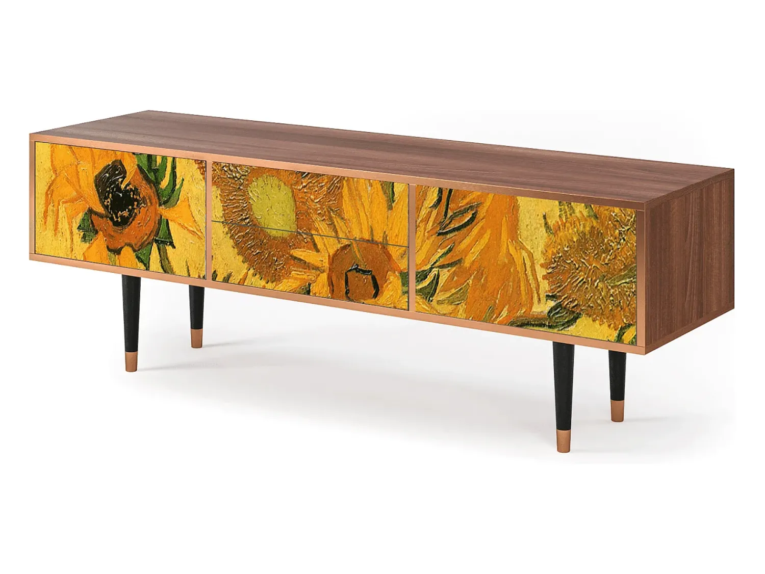 Móvel De Tv* Mueble de TV - 170х59х48 cm - T4 - Sunflowers, Nogueira Castanho