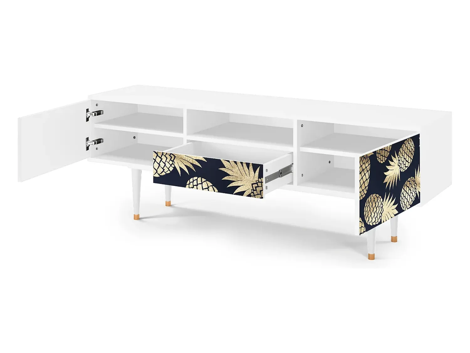 Móvel De Tv| Mueble de TV - 170х59х41 cm - T6 - Sunny Pineaple, Branco Bege
