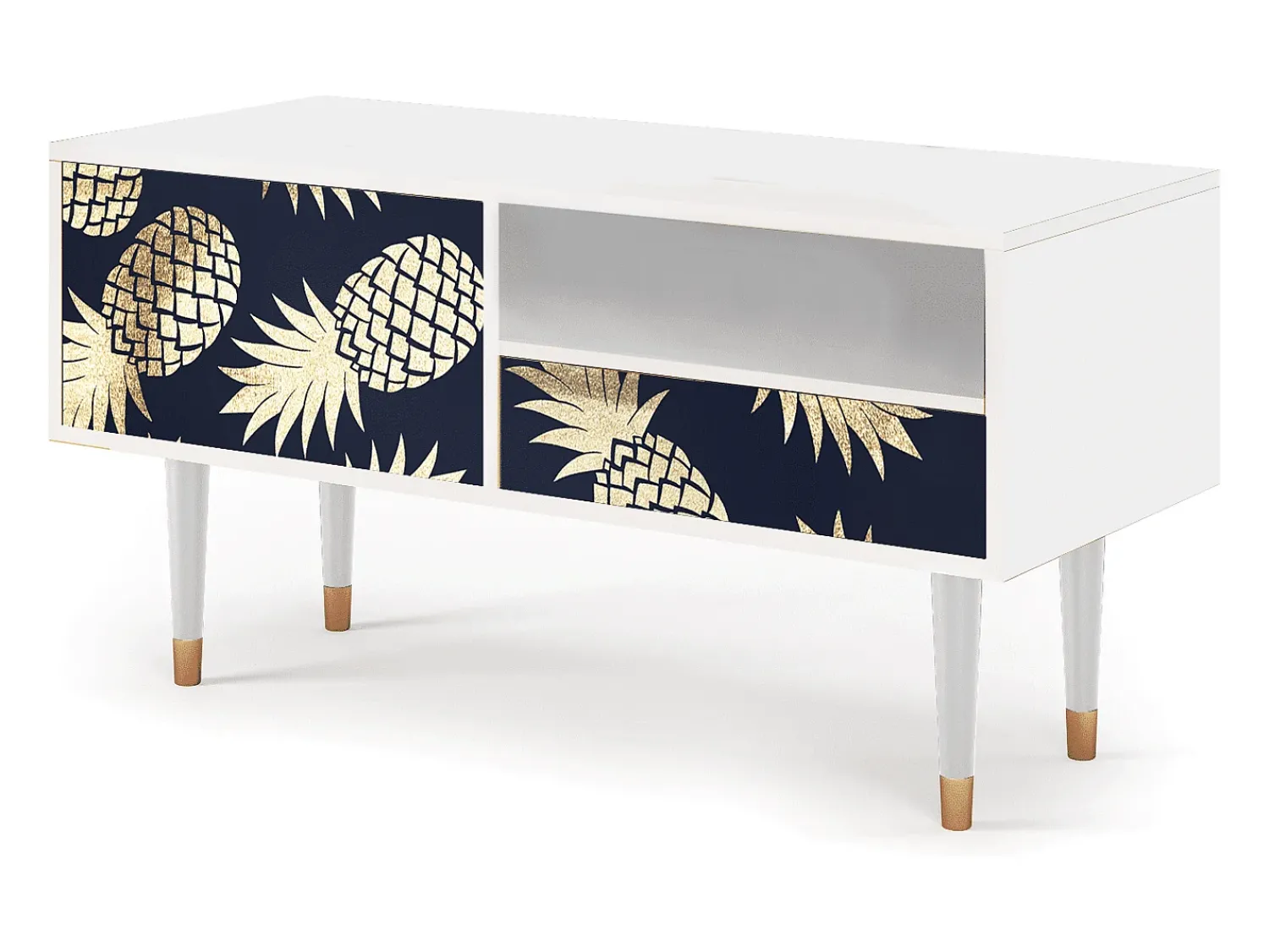 Móvel De Tv* Mueble de TV - 115х59х48 cm - T3 - Sunny Pineaple, Branco Bege