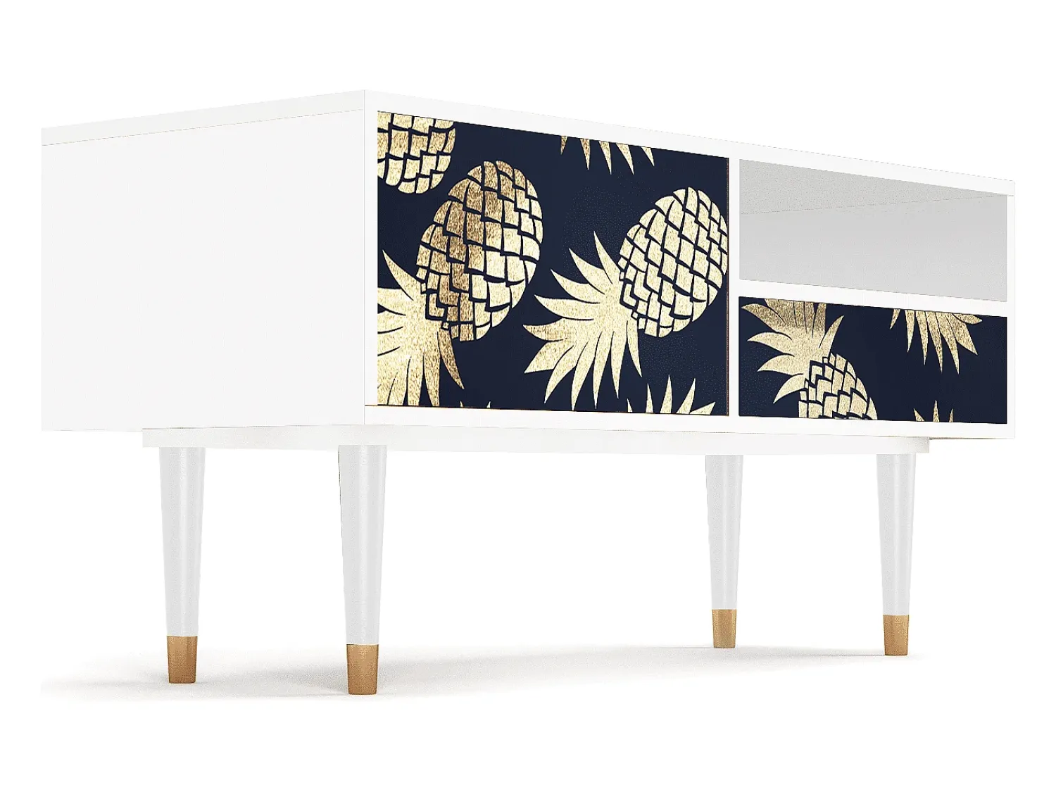 Móvel De Tv* Mueble de TV - 115х59х48 cm - T3 - Sunny Pineaple, Branco Bege