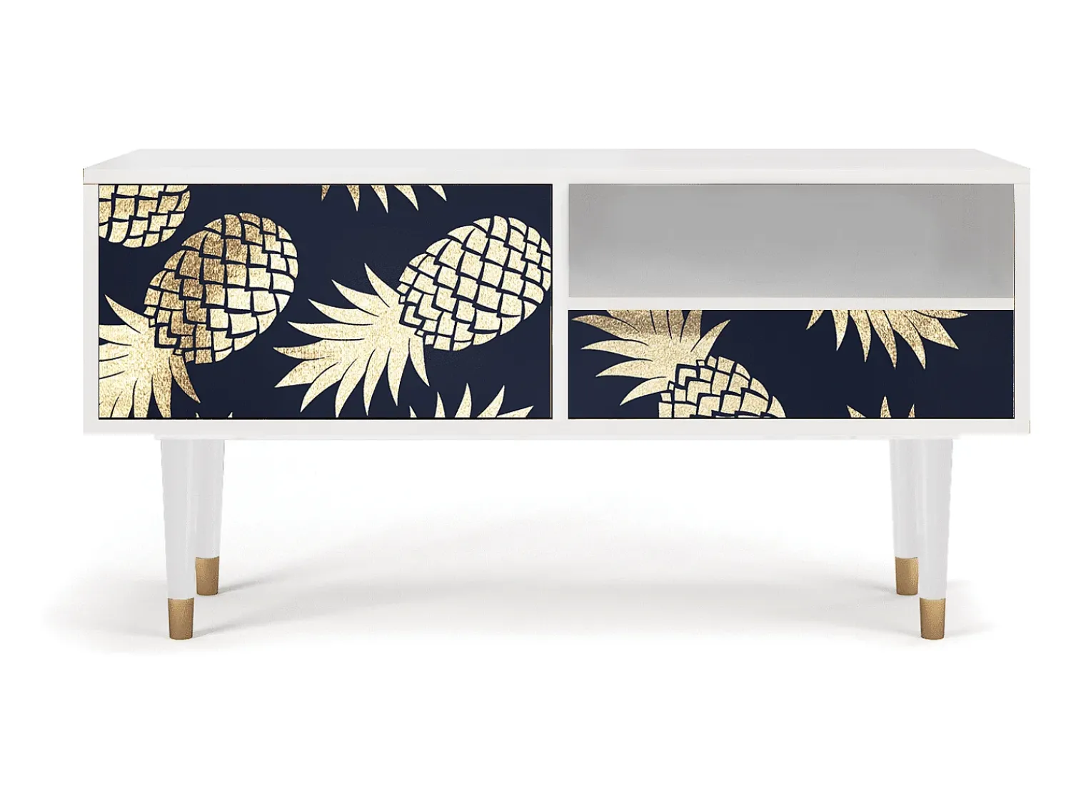Móvel De Tv* Mueble de TV - 115х59х48 cm - T3 - Sunny Pineaple, Branco Bege