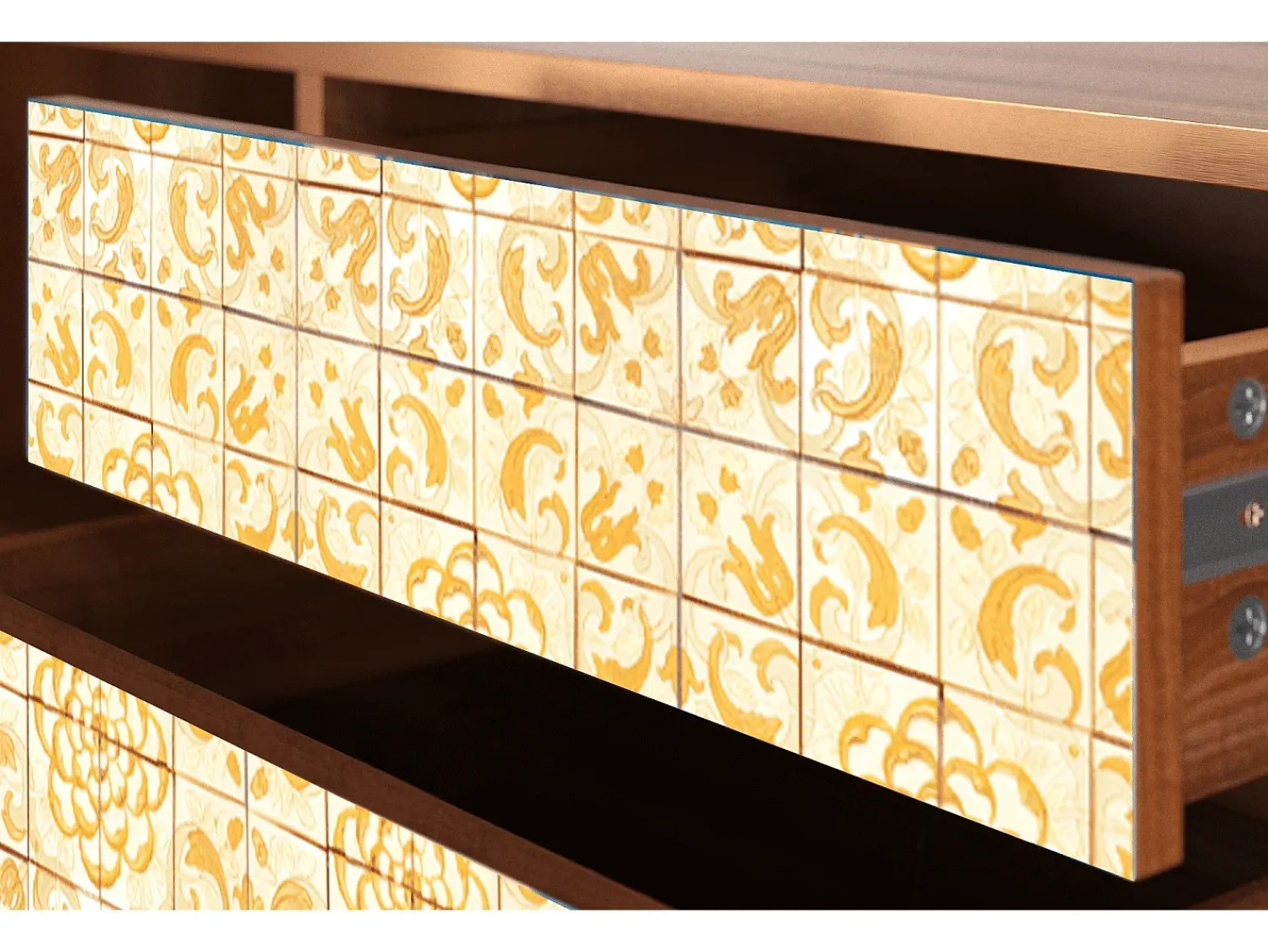 Móvel De Tv* Mueble de TV - 170х59х48 cm - T4 - Sunshiny Tile, Nogueira Castanho