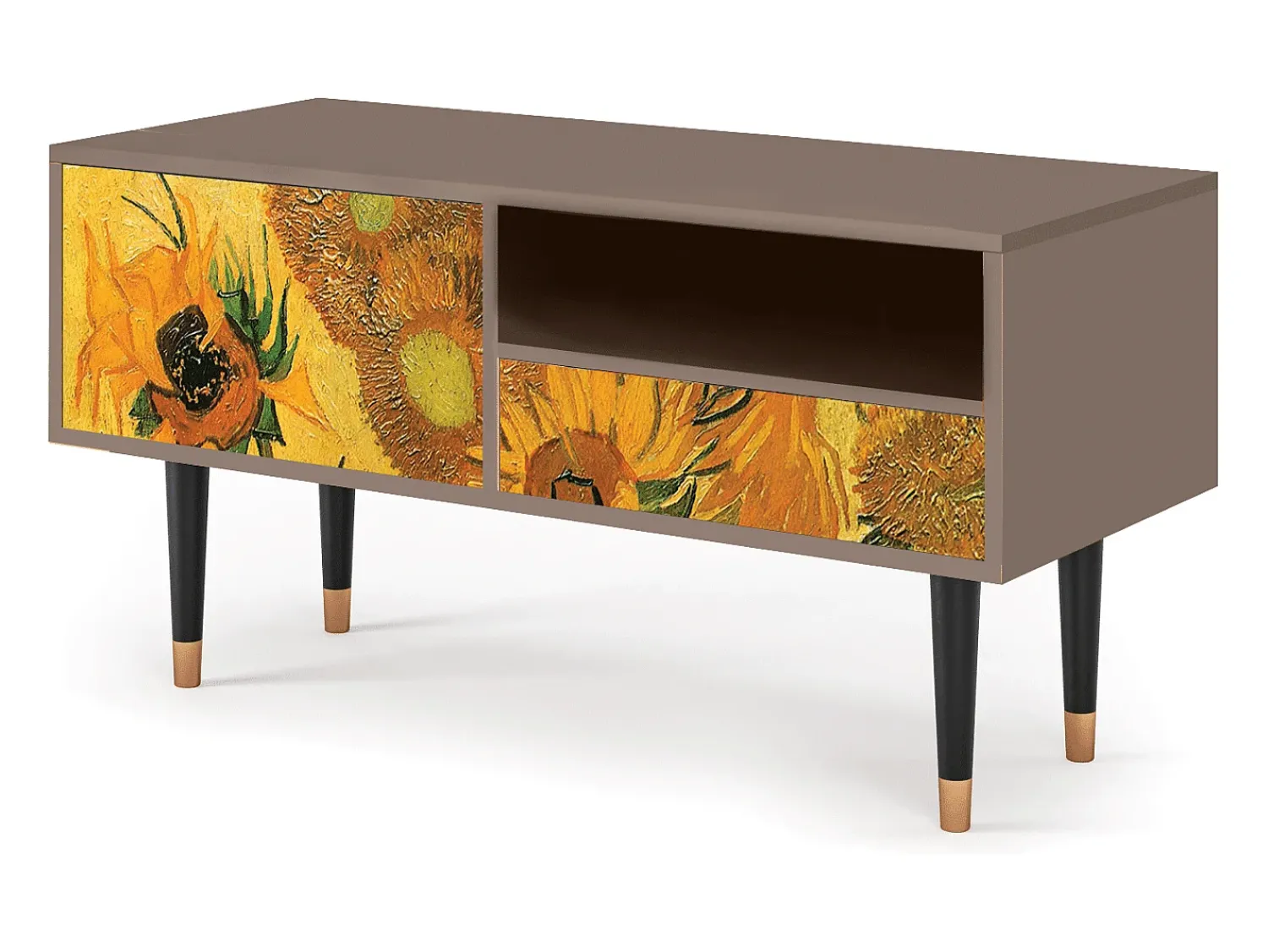 Mueble de TV - 115х59х48 cm - T3 - Sunflowers, Latte Bege