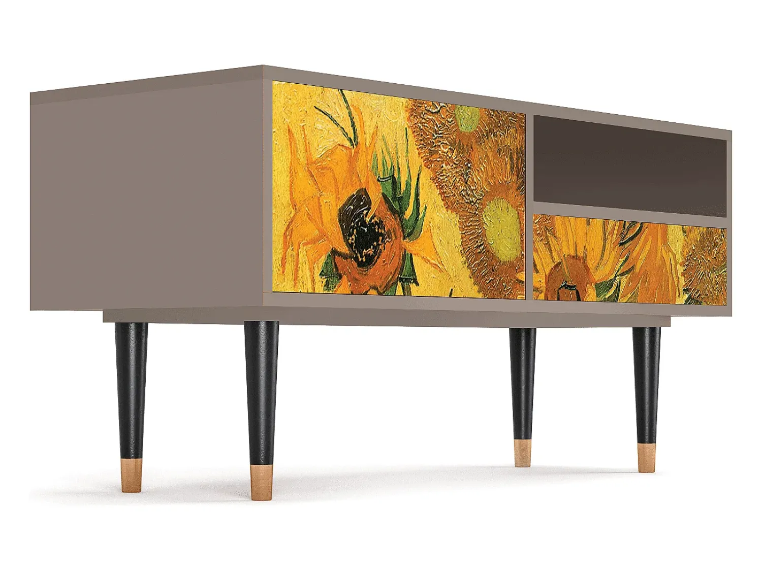 Mueble de TV - 115х59х48 cm - T3 - Sunflowers, Latte Bege