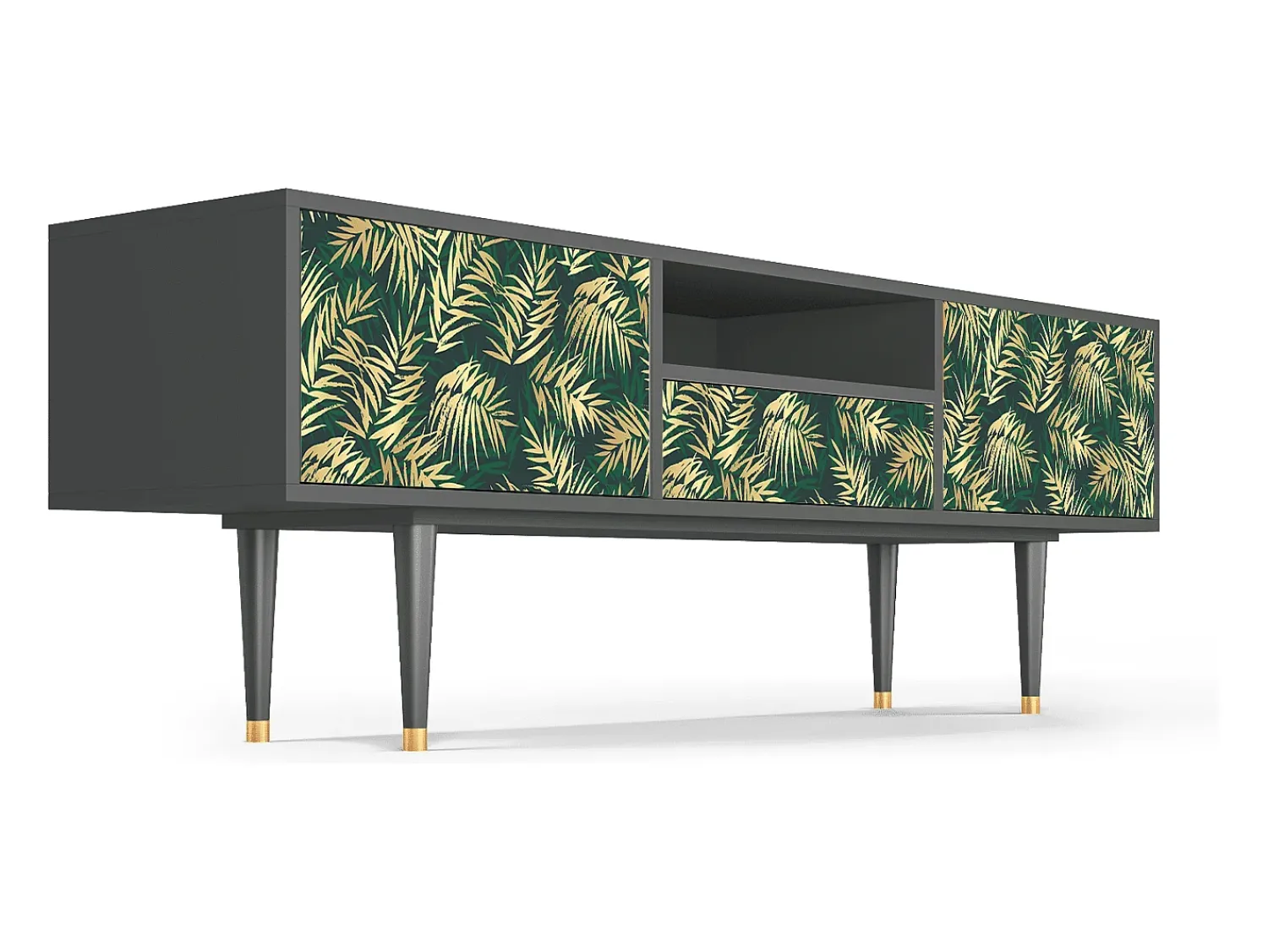 New Mueble de TV - 170х59х41 cm - T6 - Sunny Palm Tree, Antracite Cinza antracite