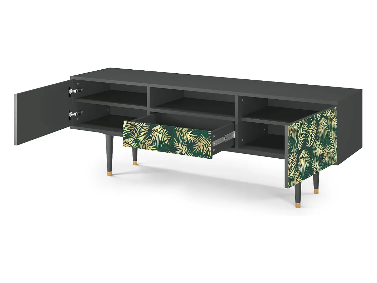 New Mueble de TV - 170х59х41 cm - T6 - Sunny Palm Tree, Antracite Cinza antracite