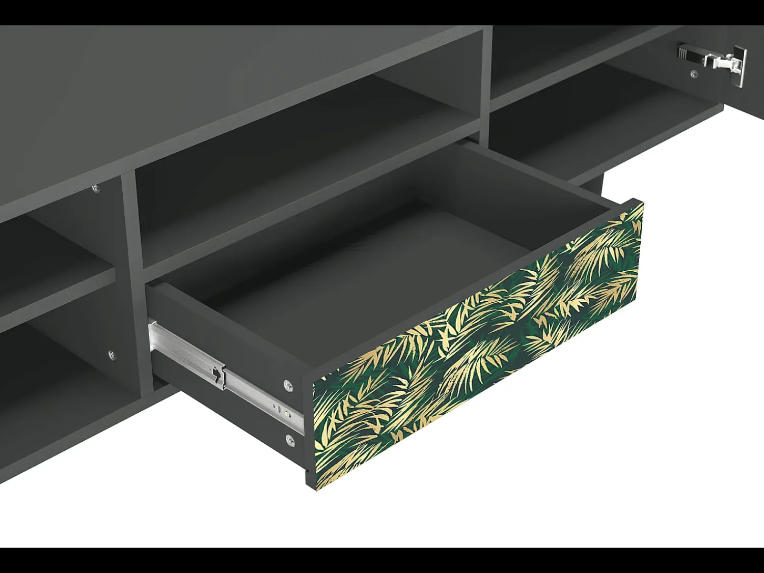 New Mueble de TV - 170х59х41 cm - T6 - Sunny Palm Tree, Antracite Cinza antracite