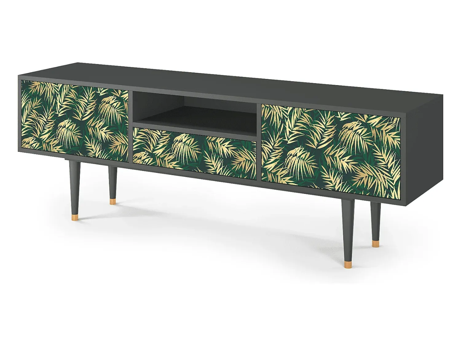 New Mueble de TV - 170х59х41 cm - T6 - Sunny Palm Tree, Antracite Cinza antracite