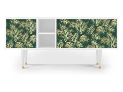 Discount Mueble de TV - 150х69х41 cm - T5 - Sunny Palm Tree, Branco Bege