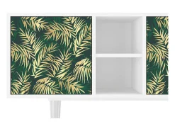 Discount Mueble de TV - 150х69х41 cm - T5 - Sunny Palm Tree, Branco Bege