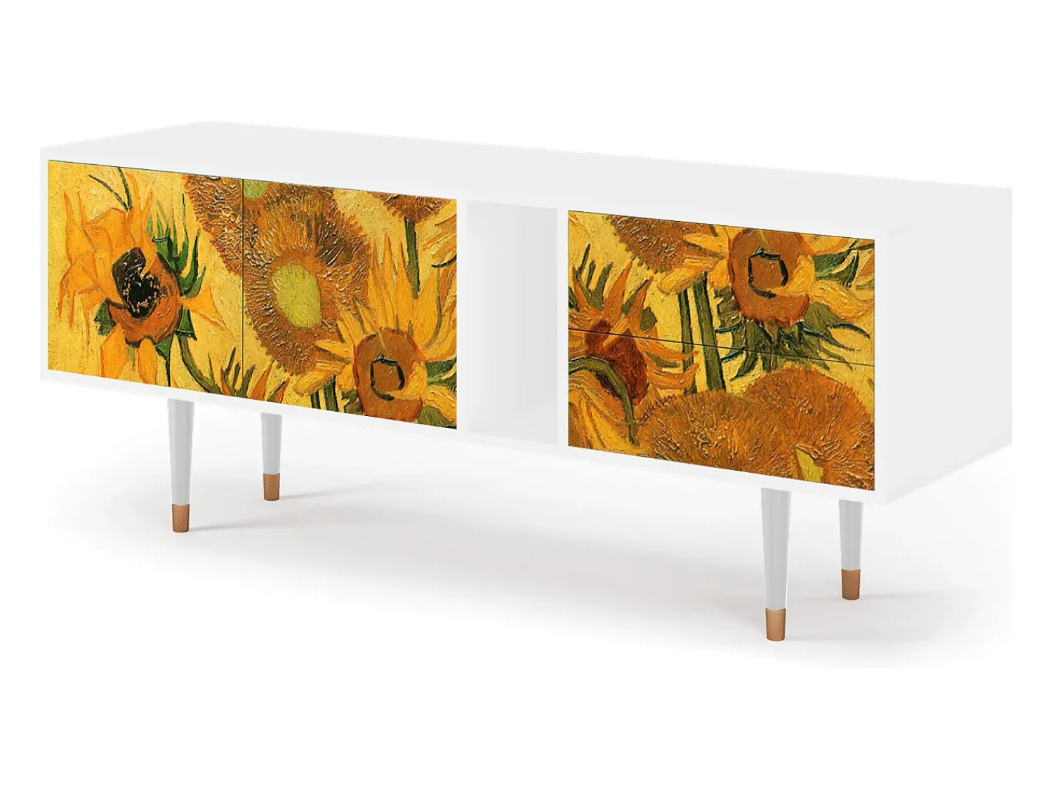 Móvel De Tv| Mueble de TV - 170х69х48 cm - T1 - Sunflowers, Branco Bege